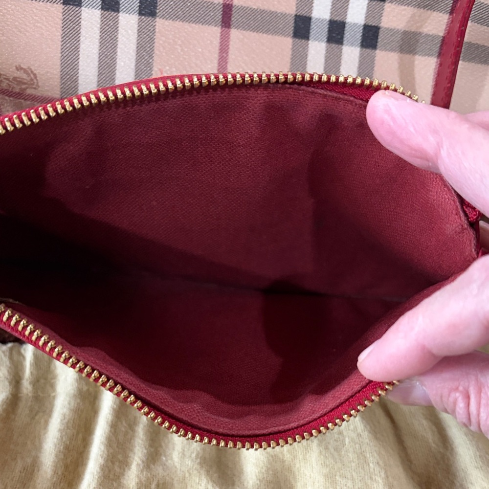 Burberry Red and Cream Plaid Shoulder Bag - Picture 6 of 13